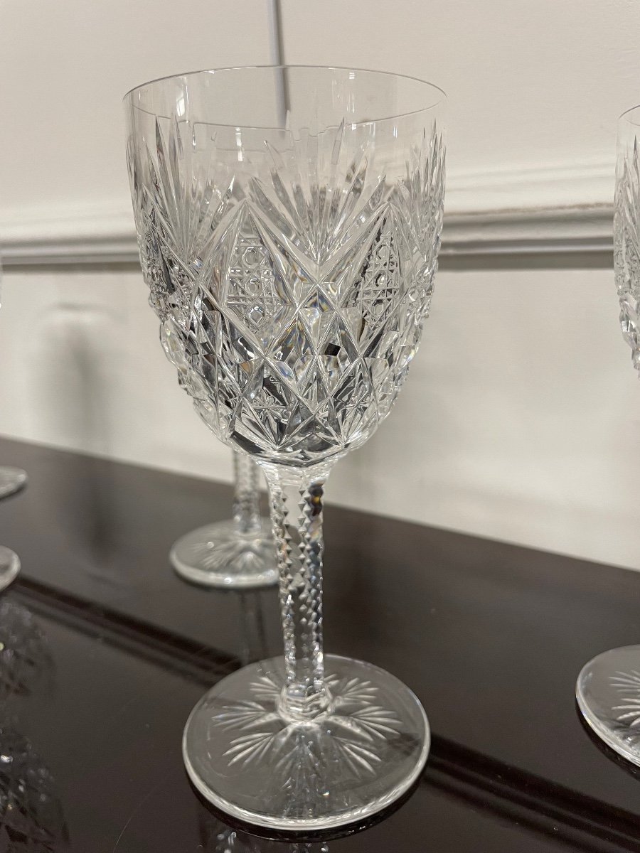 Saint Louis Florence Model - 6 Crystal Water Glasses H: 18 Cm-photo-5